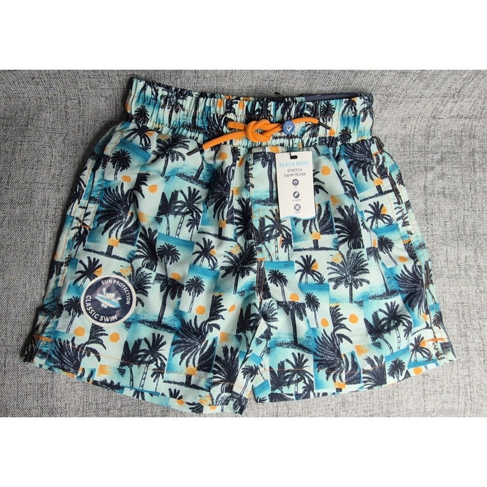 Beach Bros Boys Size 8 Lined UPF Swim Trunks Shorts NEW Tropical Beach Palms